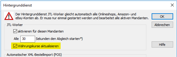 Wechselkurse aktualisieren